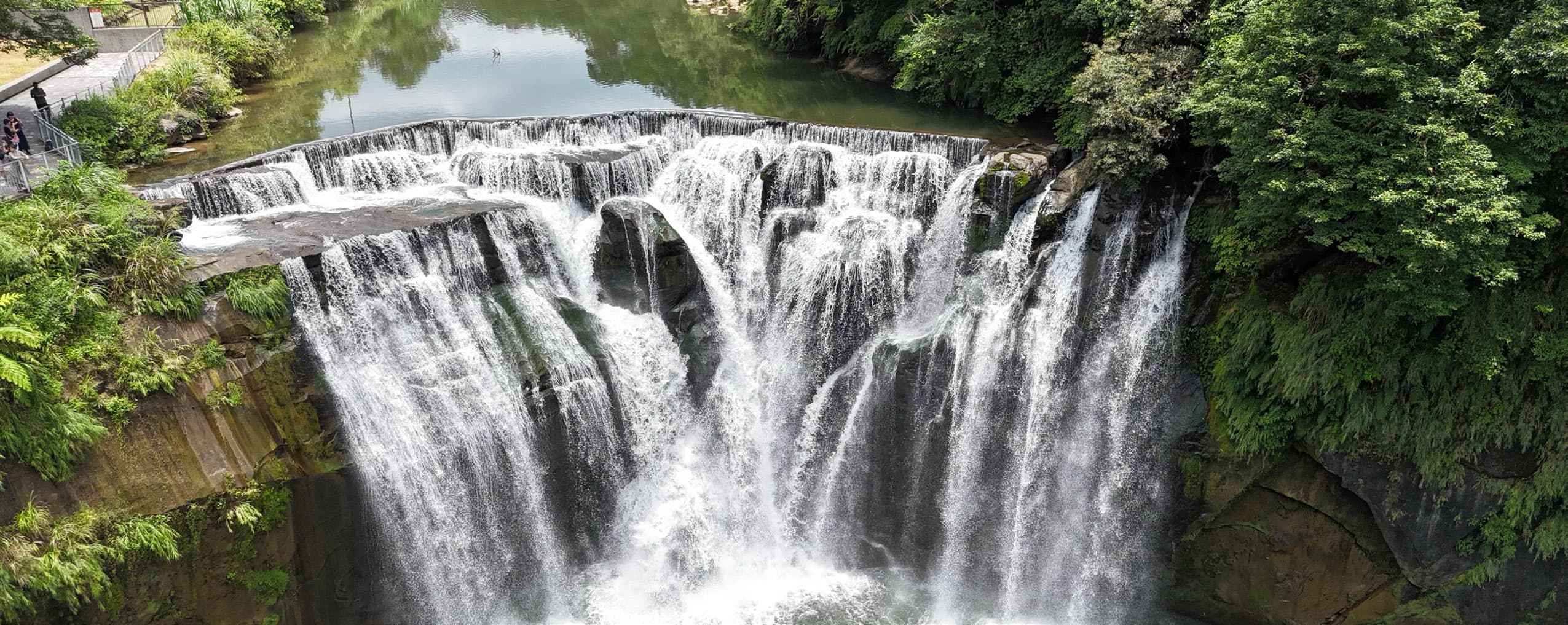 Shifen Waterfall in Taiwan, viewed from above with the surrounding forest